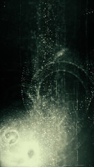 Aufkleber - Vertical screen Format : Futuristic abstract de-focus Metaverse data matrix, meta, telemetry and encrypt numbers display with particles simulation in cyber space environment for HUD background