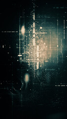 Leinwandbilder - Vertical screen Format : Futuristic abstract de-focus Metaverse data matrix, meta, telemetry and encrypt numbers display with particles simulation in cyber space environment for HUD background