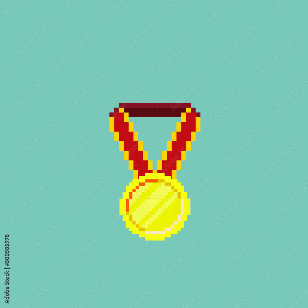 gold medallion in pixel art style Stock Vector | Adobe Stock