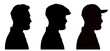 © dariodraws - Three profile silhouettes of handsome bearded man wearing flat cap and peaked cap.