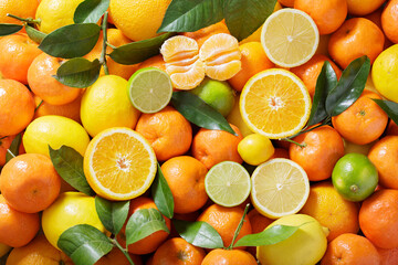 Wall Mural - fresh citrus fruits as background