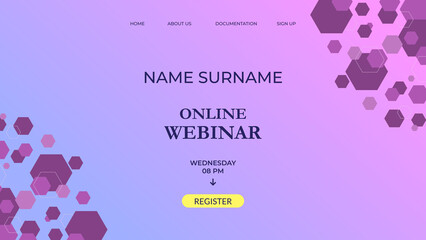 gradient background with hexagon element for online webinar