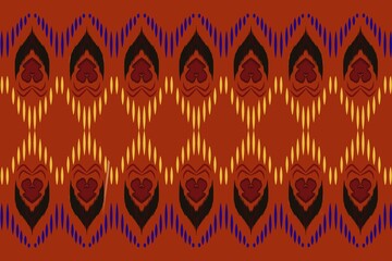 Wall Mural - Ikat art pattern indigenous clothing texture abstract seamless typography wallpaper on orange background