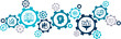 Assessment vector illustration. Blue concept with icons related to hr / human resources recruitment process, performance review / evaluation, employee questionnaire, feedback, knowledge testing.