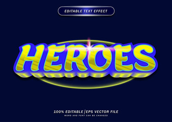 Poster - Colorful heroes text effect. editable style