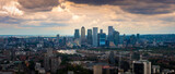 Fototapeta Miasta - London city skyline, looking towards Docklands and Canary Wharf