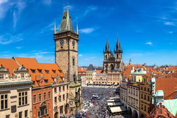 Fototapete - Panoramic aerial view of Prague