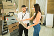 Customer buying wooden floors