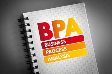 Poster - bpa - business process analysis acronym on notepad, business concept background