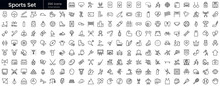 Set Of Outline Sports Icons. Editable Stroke Thin Line Icons Bundle. Vector Illustration