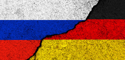 Wall Mural - Russia and Germany flags background. Diplomacy and political, conflict and competition, partnership and cooperation concept photo