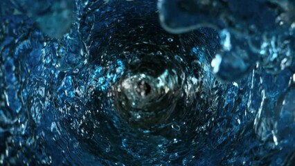 Wall Mural - super slow motion shot of water whirling and splashing in glass bottle at 1000fps.