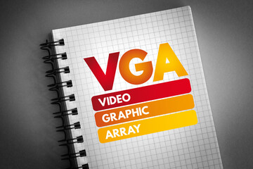 Aufkleber - VGA - Video Graphic Array acronym on notepad, technology concept background