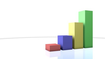 Poster - Graph columns. Financial report. Business. 3D rendering.