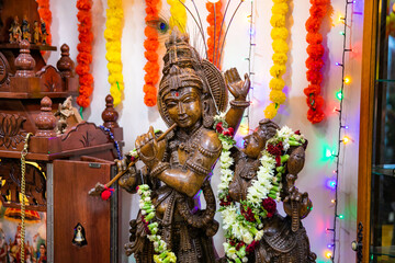 South Indian temple interiors, altars and gods