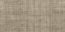Seamless Rough Canvas Or Linen Burlap Background Texture In Vintage Dark Beige Brown. Closeup Of Tileable Nubby Hand Woven Heavy Boucle Surface Pattern. A High Resolution Fabric 3D Rendering Backdrop.