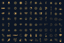 Set Mega Collection Bundle Magical Celestial Element Dark Holly Doodle Esoteric Spiritual Occultism Vintage Boho Line Hand Drawn