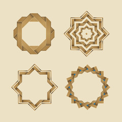 Wall Mural - new realistic islamic octagonal shape gold color