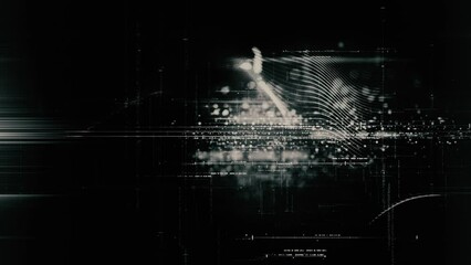 Leinwandbilder - Vertical screen Format : Futuristic abstract de-focus Metaverse data matrix, meta, telemetry and encrypt numbers display with particles simulation in cyber space environment for HUD loop background