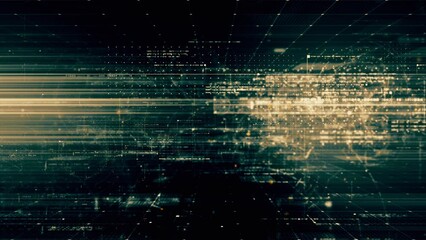 Leinwandbilder - Vertical screen Format : Futuristic abstract de-focus Metaverse data matrix, meta, telemetry and encrypt numbers display with particles simulation in cyber space environment for HUD loop background