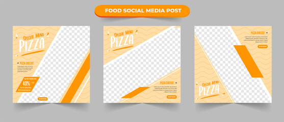 Wall Mural - food menu restaurant for social media content post square promotion marketing flyer banner set templ