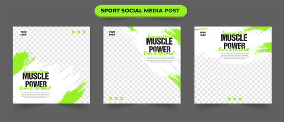Wall Mural - training health fitness and gym for social media collection post suitable for simple editable promot
