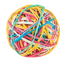 Colorful Rubber Band Ball Isolated On A White Background. Elastic Bands.