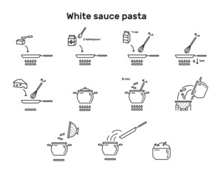 Wall Mural - Instructions for cooking pasta. Vector icons