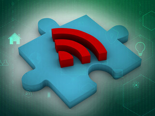 Aufkleber - 3d illustration wifi symbol with missing puzzle