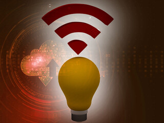 Poster - 3d illustration wifi sin with bulb
 