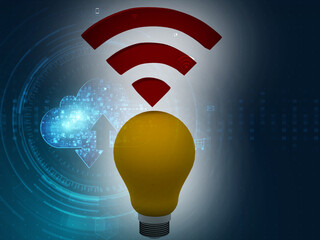 Poster - 3d illustration wifi sin with bulb
 