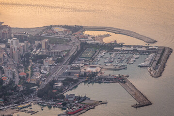 Sticker - Kaslik and Jounieh cities, aerial view from Harissa town, Lebanon