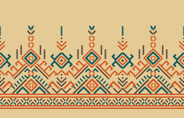 Wall Mural - Beautiful Ethnic Geometric Textile border ornament. handmade embroidery style Asia, Uzbek, Moroccan Navajo, Indian, Aztec, Peruvian, Turkey patterns. A motif vintage border is seamless for fashion.