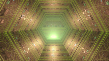 3d Illustration Of A Sci-fi Style Hexagonal Corridor