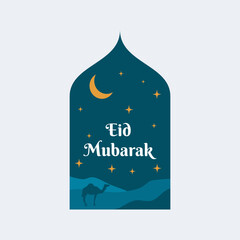 Wall Mural - modern Eid mubarak and ramadan kareem. Islamic greeting card template and element. Can use for template, sticker, greeting card, social media. A set of vector illustrations ramadan and eid mubarak