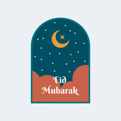 Wall Mural - modern Eid mubarak and ramadan kareem. Islamic greeting card template and element. Can use for template, sticker, greeting card, social media. A set of vector illustrations ramadan and eid mubarak