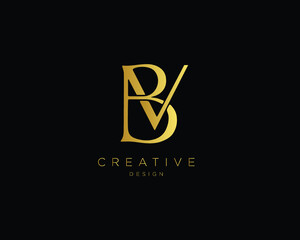 Wall Mural - Creative Minimal Letter BV VB Logo Design | Unique VB BV Monogram