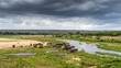 Elephant herd seen from the Letaba Bridge in the Kruger National Park, South Africa 