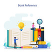 © songo_ - book reference vector concept, library, literature, education, idea, brainstorming.