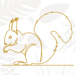 Sticker - squirrel continuous line drawing, sketch, vector