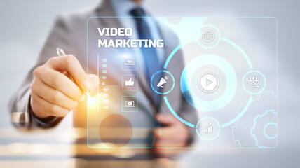 Video marketing social media advertising advertisement strategy business concept.