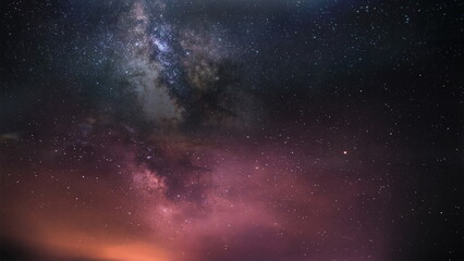 Wall Mural - starry sky blue lilac nebula at sunset weather forecast milky way cosmic nature landscape