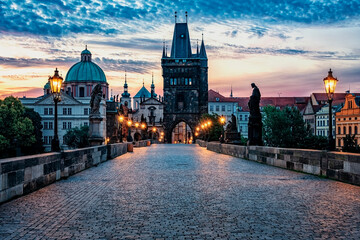 Sticker - The city of Prague in the morning, Czechia