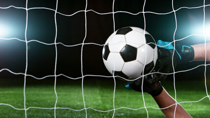 Soccer goalkeeper catching the ball