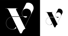 Unique Elegant Monogram Letter V Initial Logo 