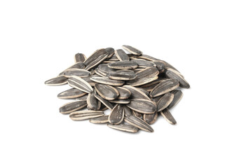 Wall Mural - Pile of sunflower seeds isolated on white background