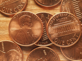 Wall Mural - 1 cent coins, United States