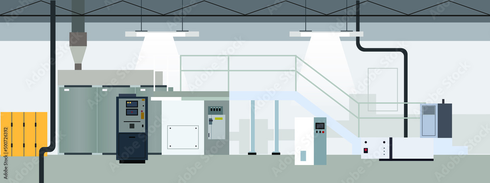 Machine Room Banner Industrial factory laboratory interior machinery horizontal banner and ...