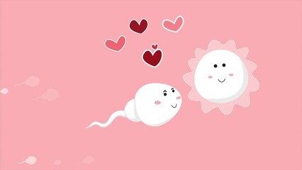 Poster - cute sperm and egg character.