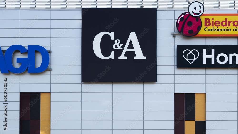 C&A clothing store logo sign. C and A or CA shop signboard with brand ...